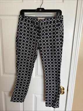 Banana Republic Navy and White Patterned Cropped Pants